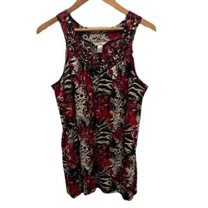 White Stag Women’s Animal Print Tank Blouse Plus Size XXL (20) Casual Office